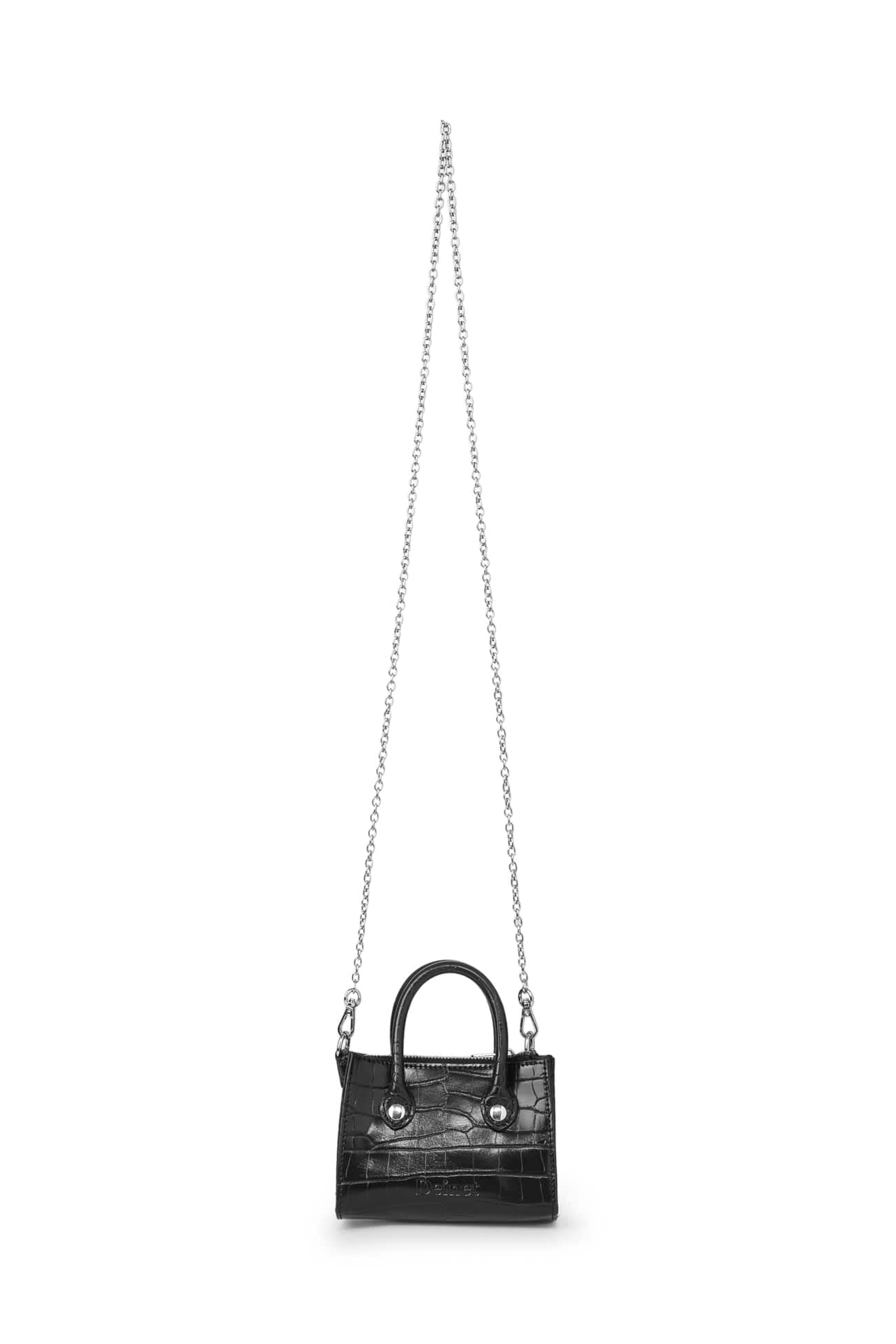 Deinet - CROCODILE PATTERN CHAIN MINI BAG IN BLACK