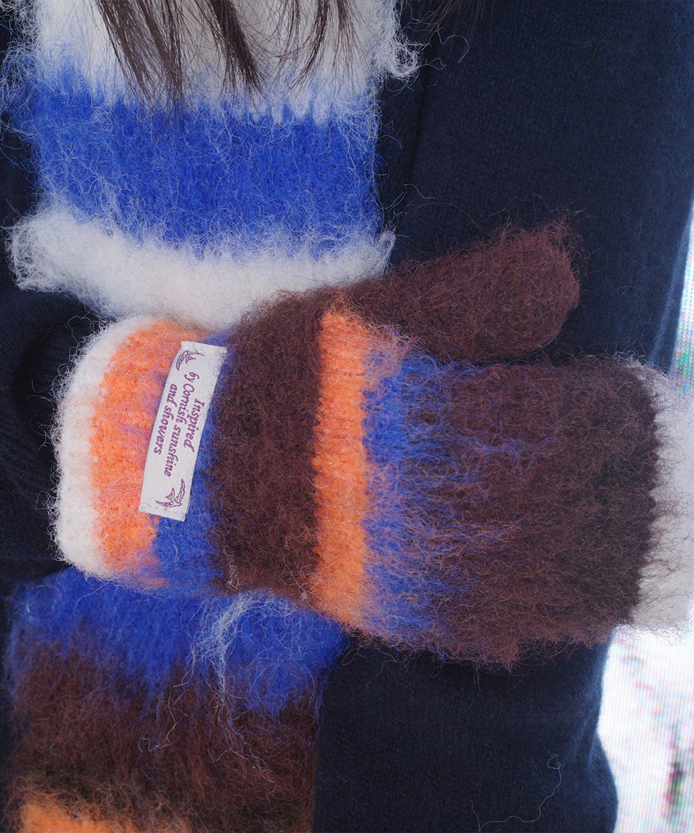 STRIPE SHAGGY MITTENS - 5 colors