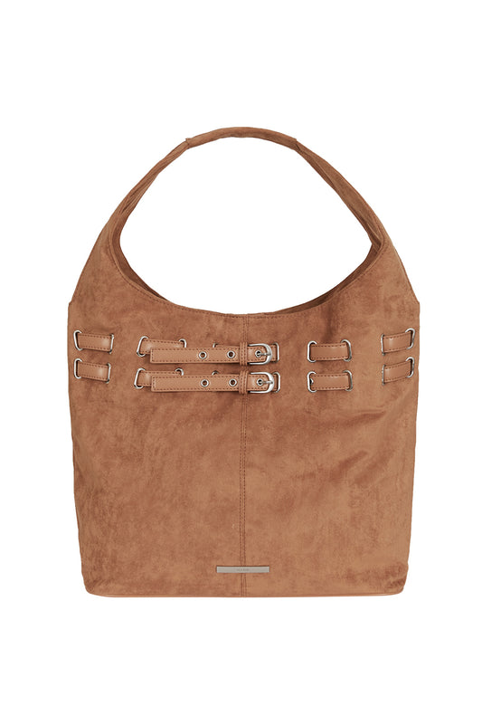 illigo - Belted Suede Shoulder Bag Camel