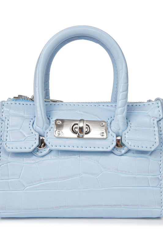 Deinet - CROCODILE PATTERN CHAIN MINI BAG IN ICE BLUE