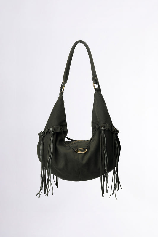 [𝐎𝐍 𝐒𝐀𝐋𝐄 !] Faux Suede String Hobo Bag Deep Green