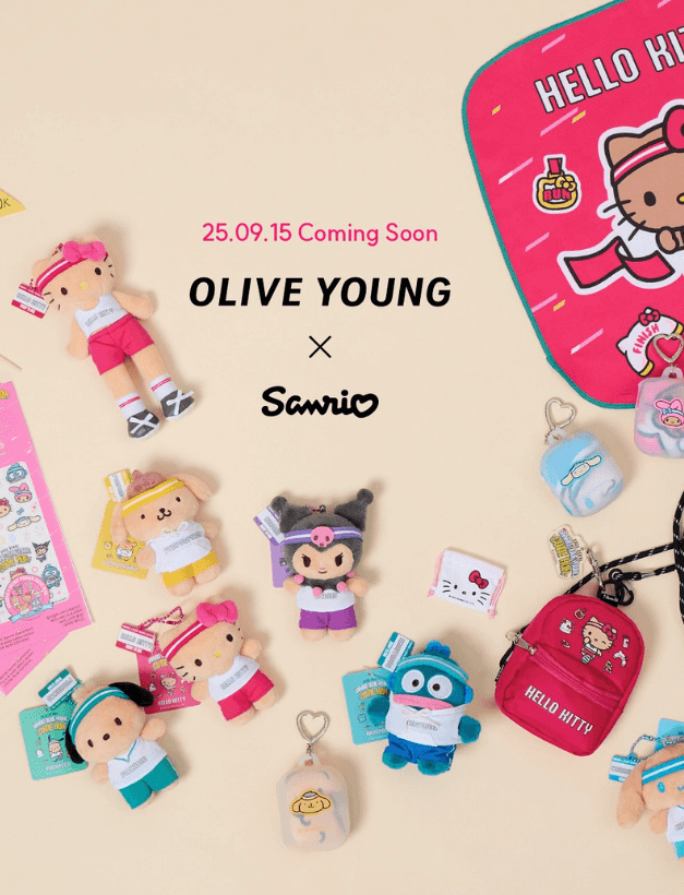 Olive Young x Sanrio Cutie Run 掛繩公仔 / 毛巾+收納盒
