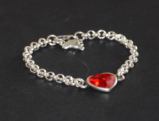 西班牙品牌OA-red Swarovski heart connector chain bracelet