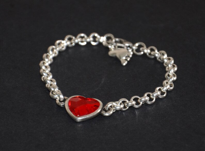 西班牙品牌OA－red Swarovski heart connector chain bracelet