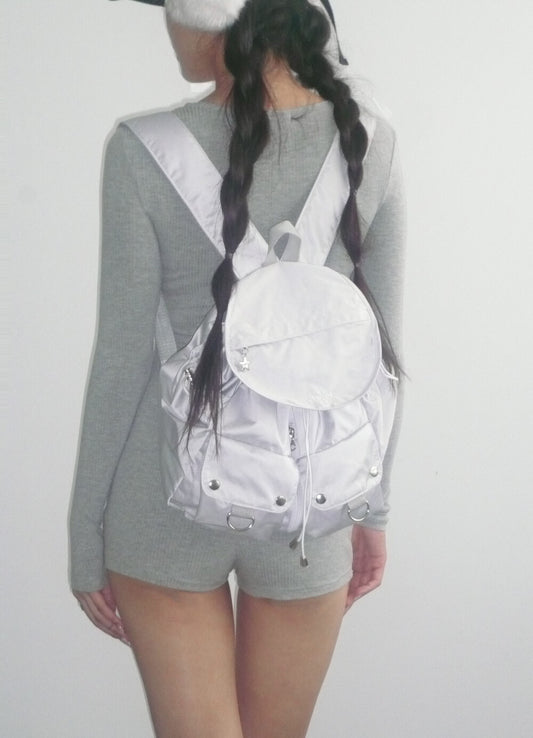 Nuyet - Grey round pocket backpack