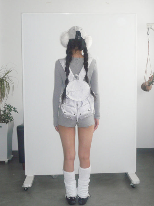 Nuyet - Grey round pocket backpack