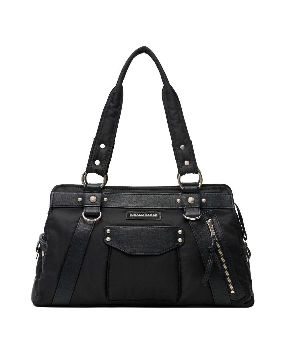 IUGA - Studded Nylon Shoulder Bag (Black)