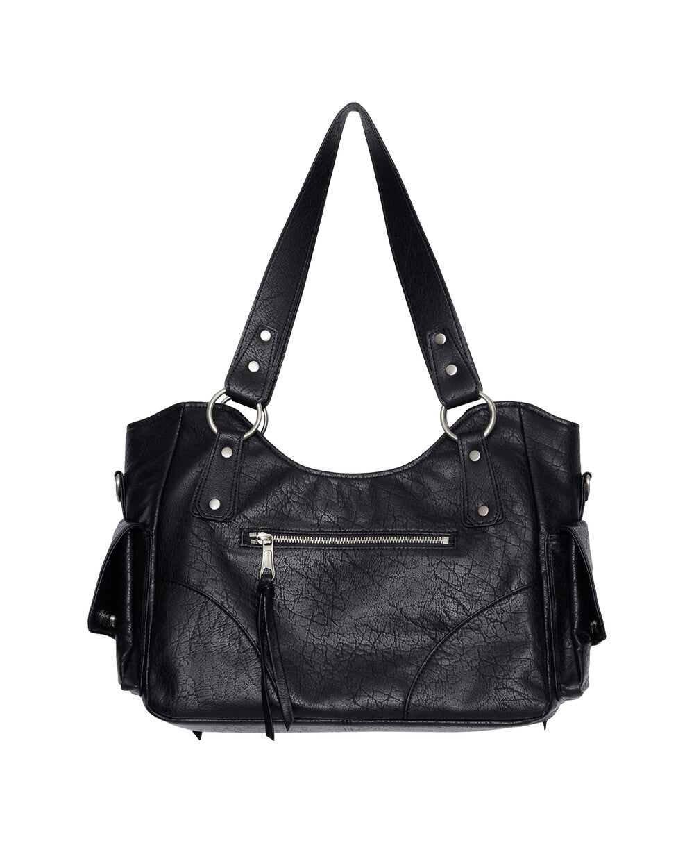 IUGA - Studded Leather Shoulder Bag (Black)