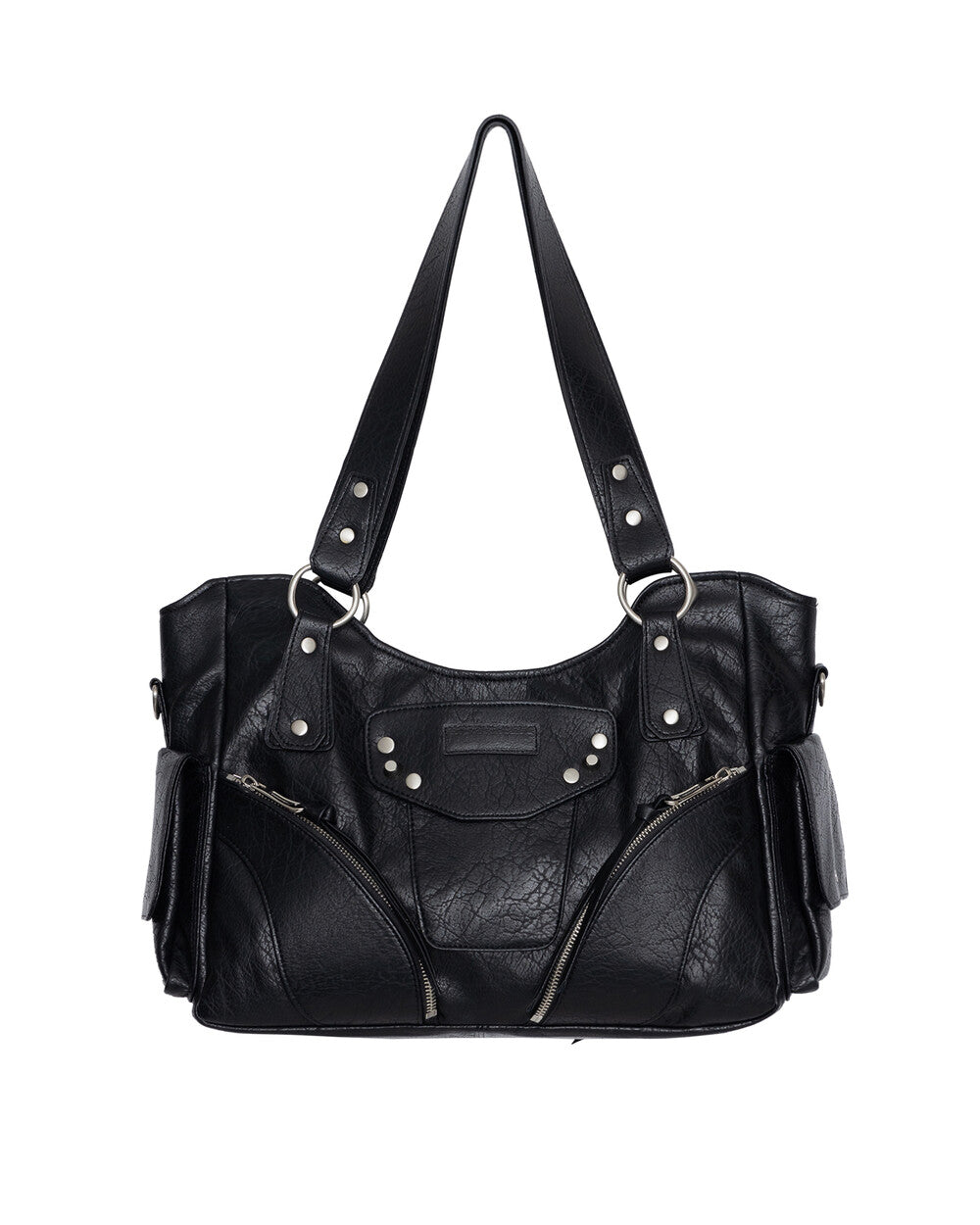 IUGA - Studded Leather Shoulder Bag (Black)