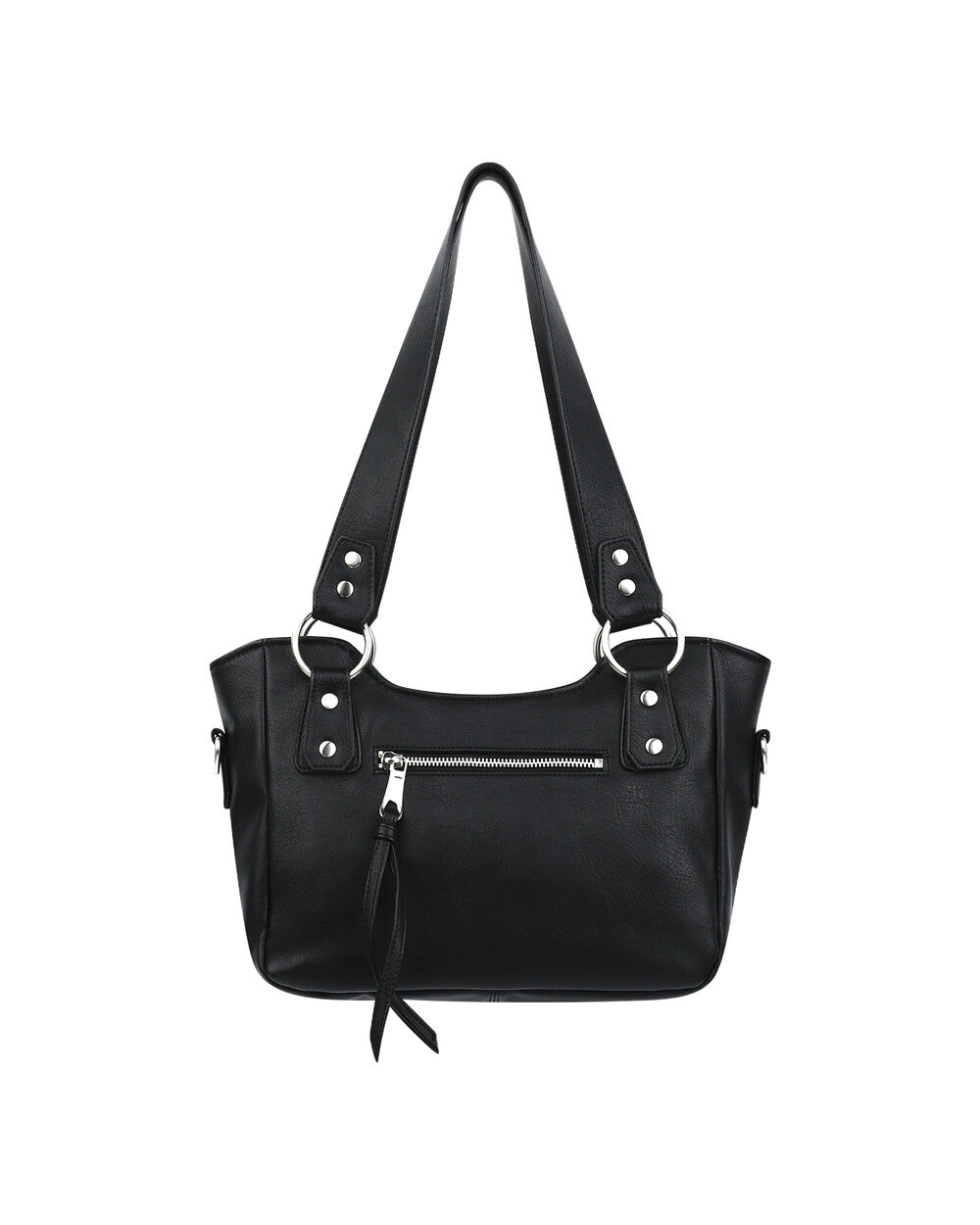 IUGA - Laced Ribbon Leather Shoulder Bag (Black)