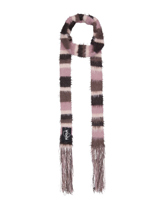 IUGA - Striped Hairy Skinny Muffler (Pink)