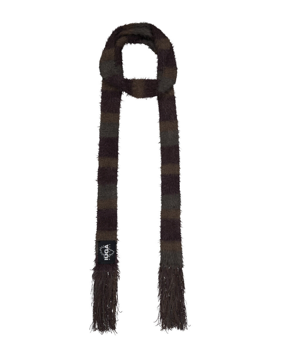 IUGA - Striped Hairy Skinny Muffler (Brown)