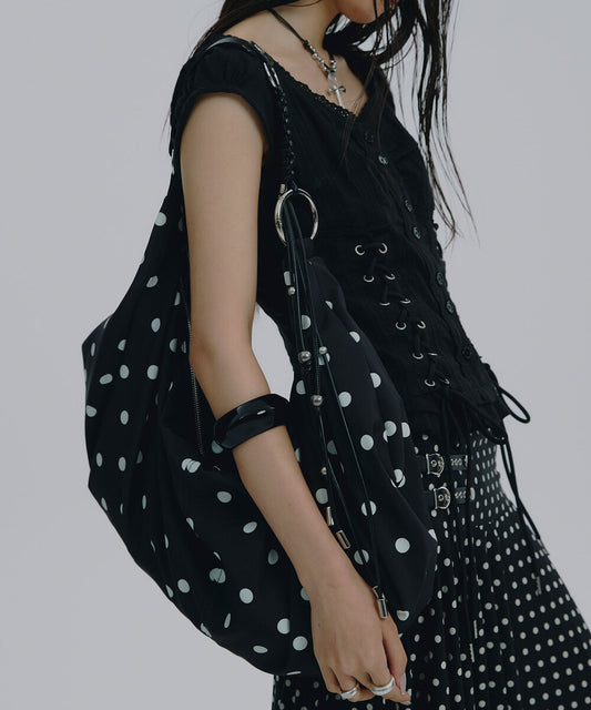 Notknowing -  Braided Dot Shoulder Bag (BLACK)
