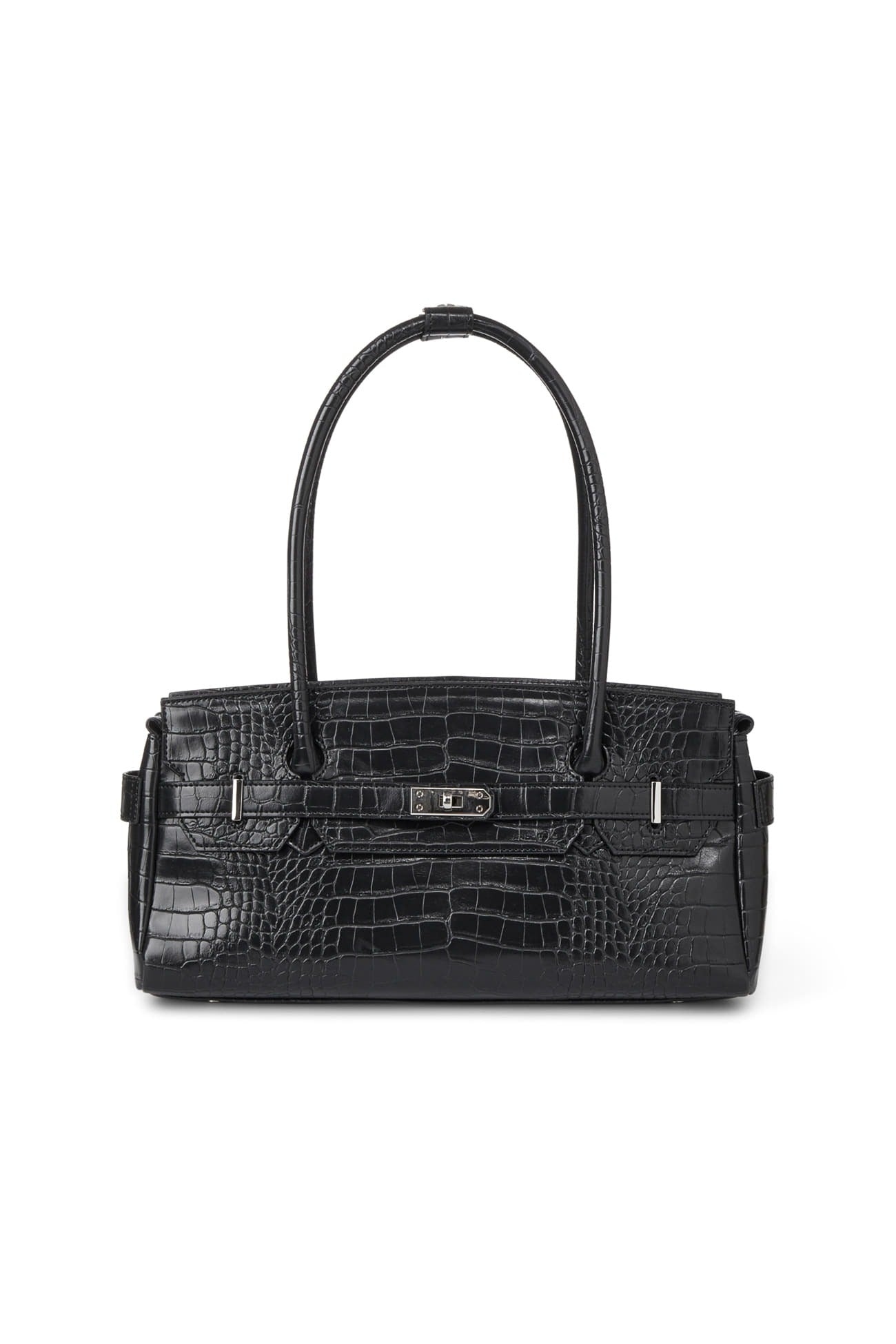 Deinet - CROCODILE PATTERN TWO-WAY BAG IN BLACK