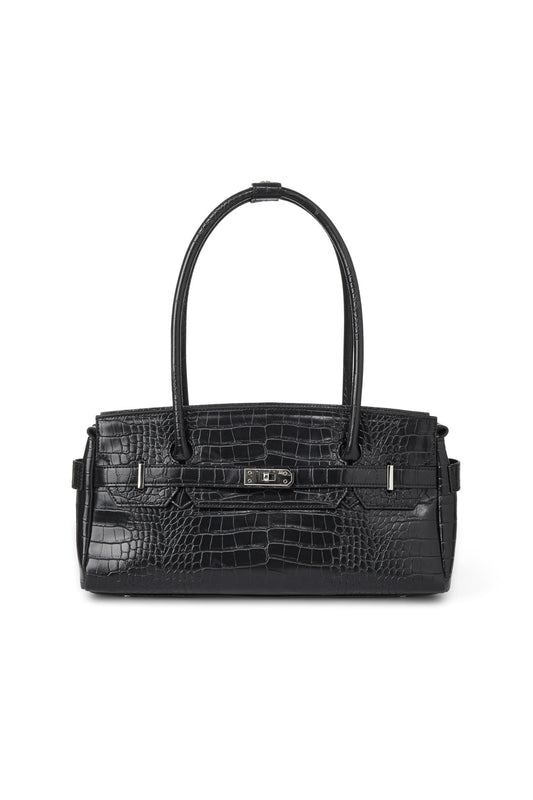 Deinet - CROCODILE PATTERN TWO-WAY BAG IN BLACK