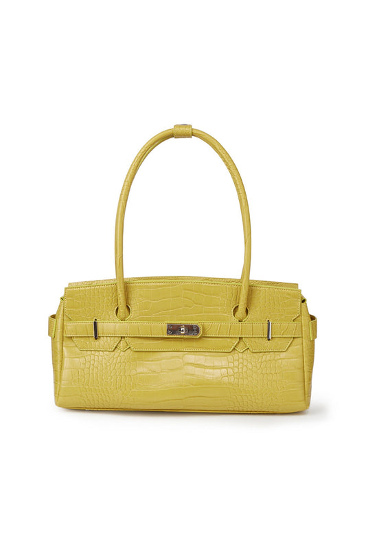Deinet - CROCODILE PATTERN TWO-WAY BAG IN MUSTARD