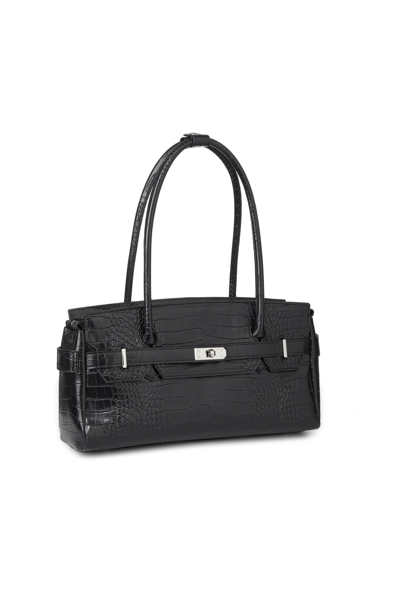 Deinet - CROCODILE PATTERN TWO-WAY BAG IN BLACK