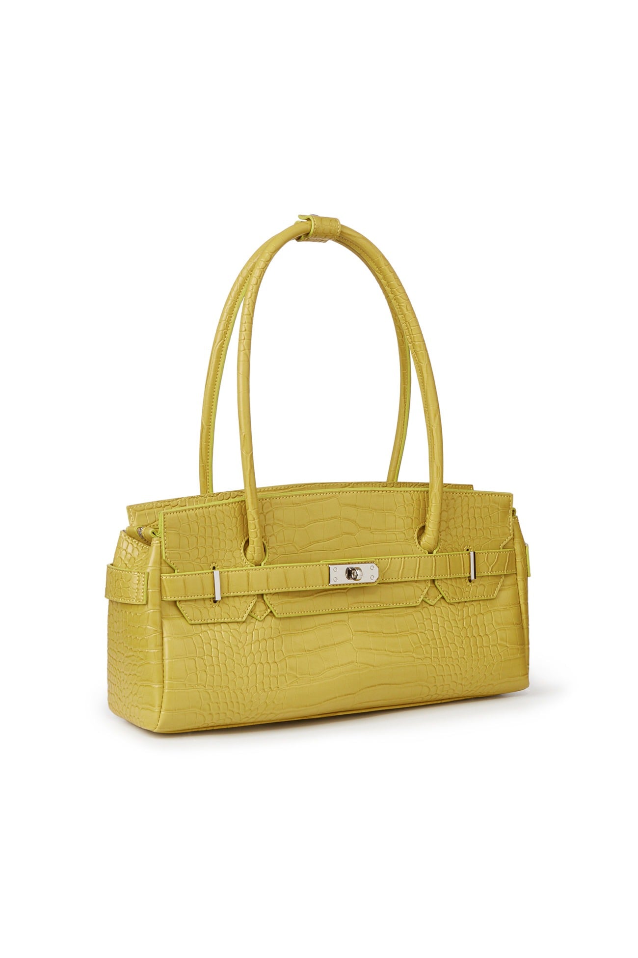 Deinet - CROCODILE PATTERN TWO-WAY BAG IN MUSTARD