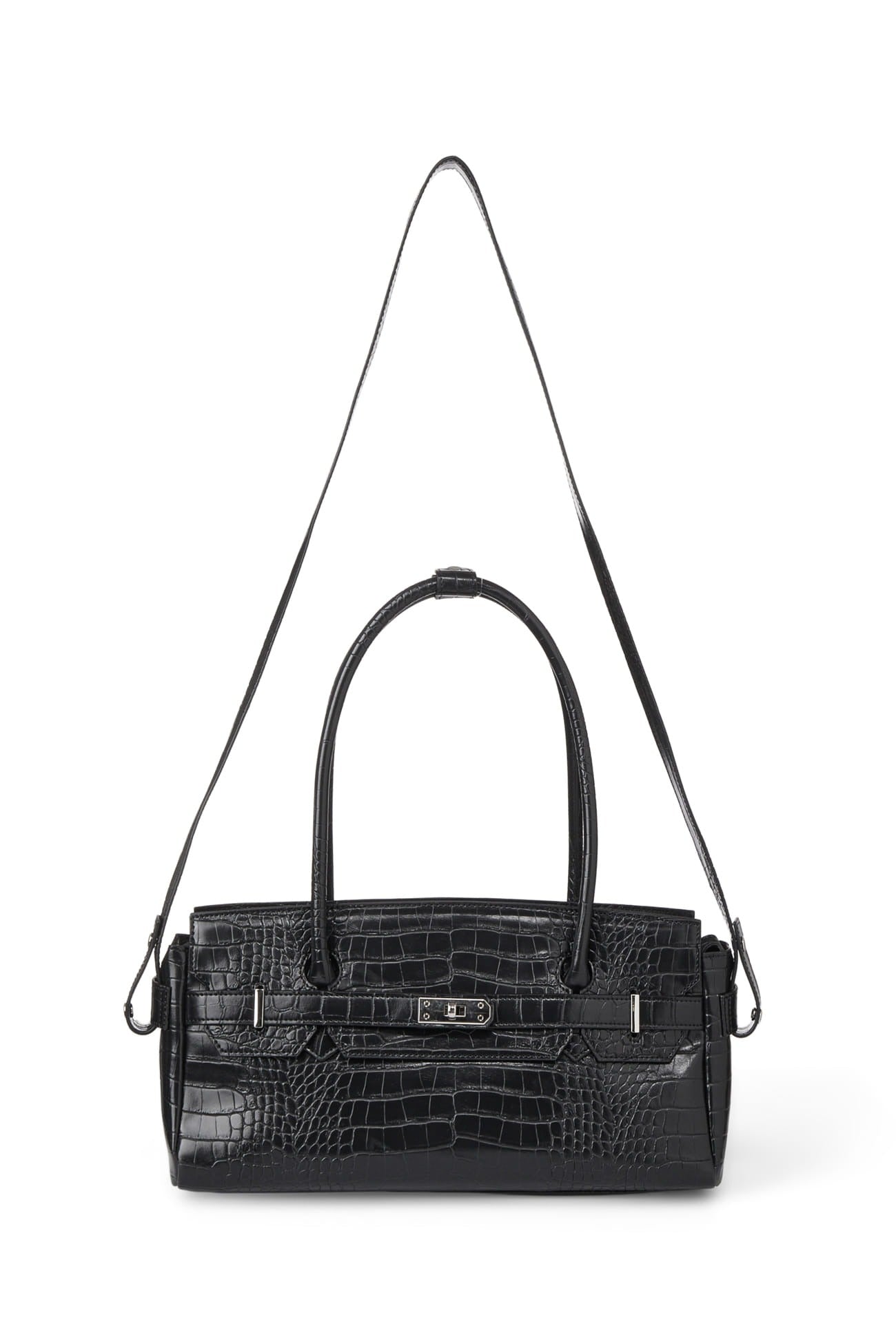 Deinet - CROCODILE PATTERN TWO-WAY BAG IN BLACK