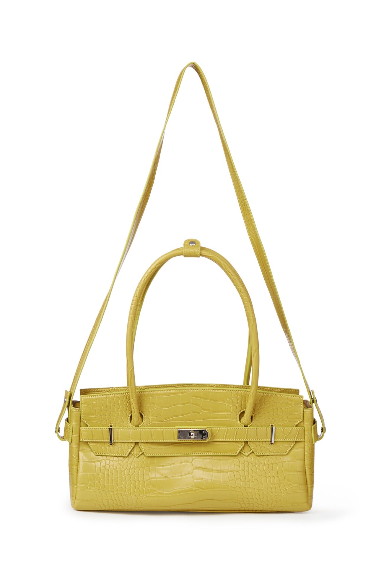 Deinet - CROCODILE PATTERN TWO-WAY BAG IN MUSTARD