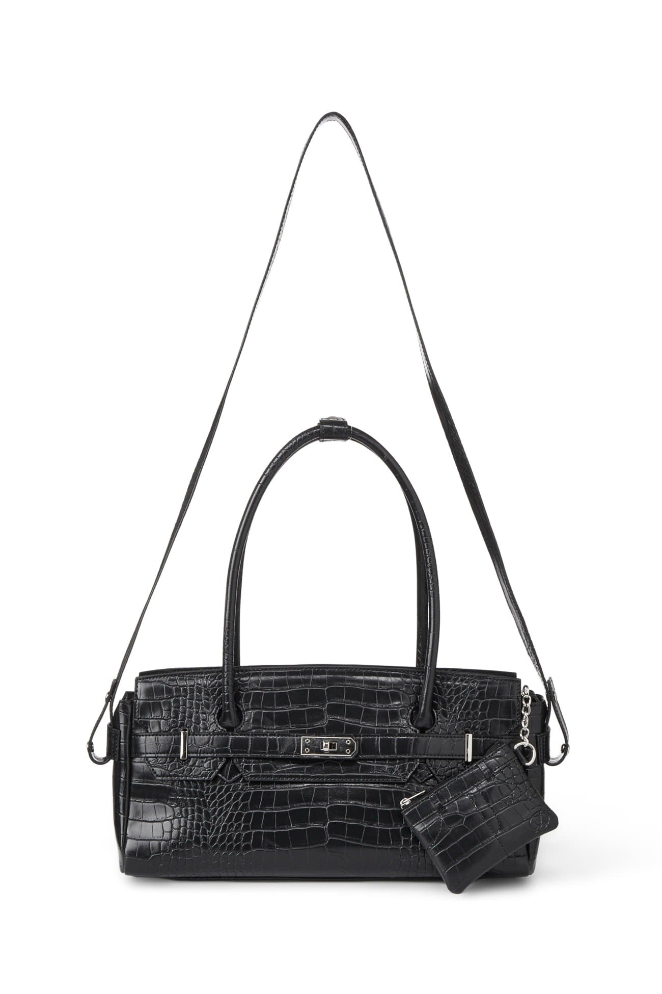 Deinet - CROCODILE PATTERN TWO-WAY BAG IN BLACK