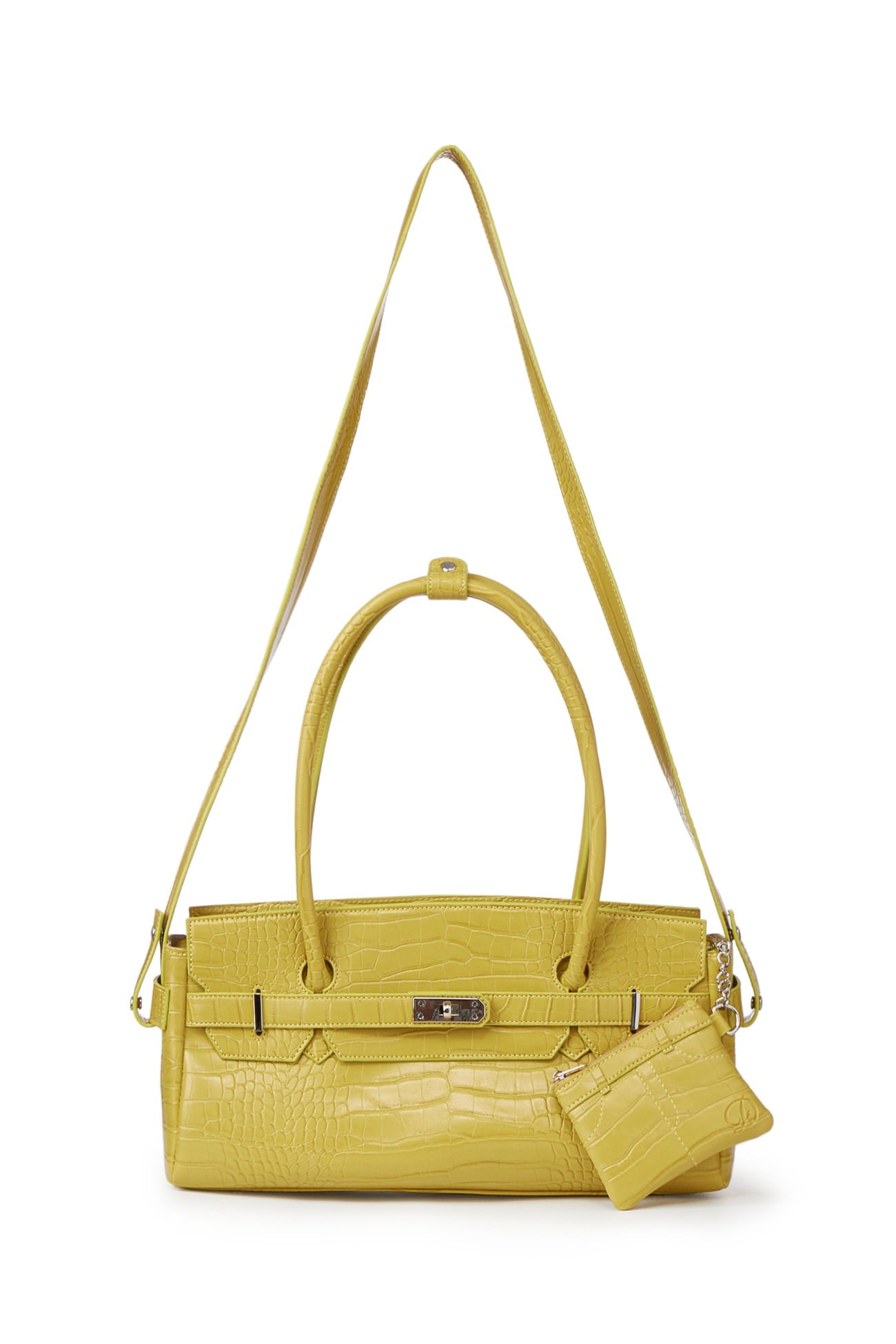 Deinet - CROCODILE PATTERN TWO-WAY BAG IN MUSTARD