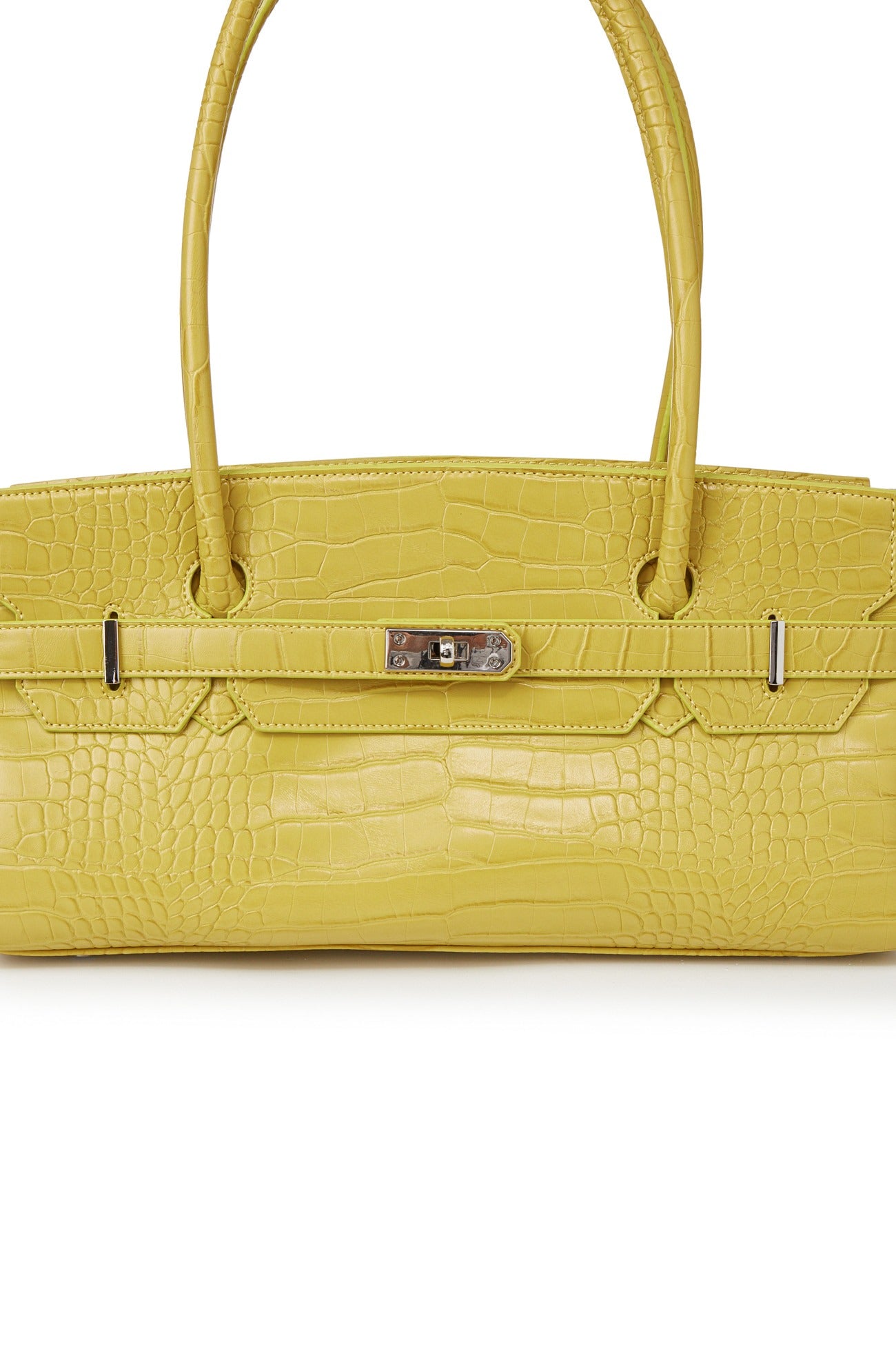 Deinet - CROCODILE PATTERN TWO-WAY BAG IN MUSTARD