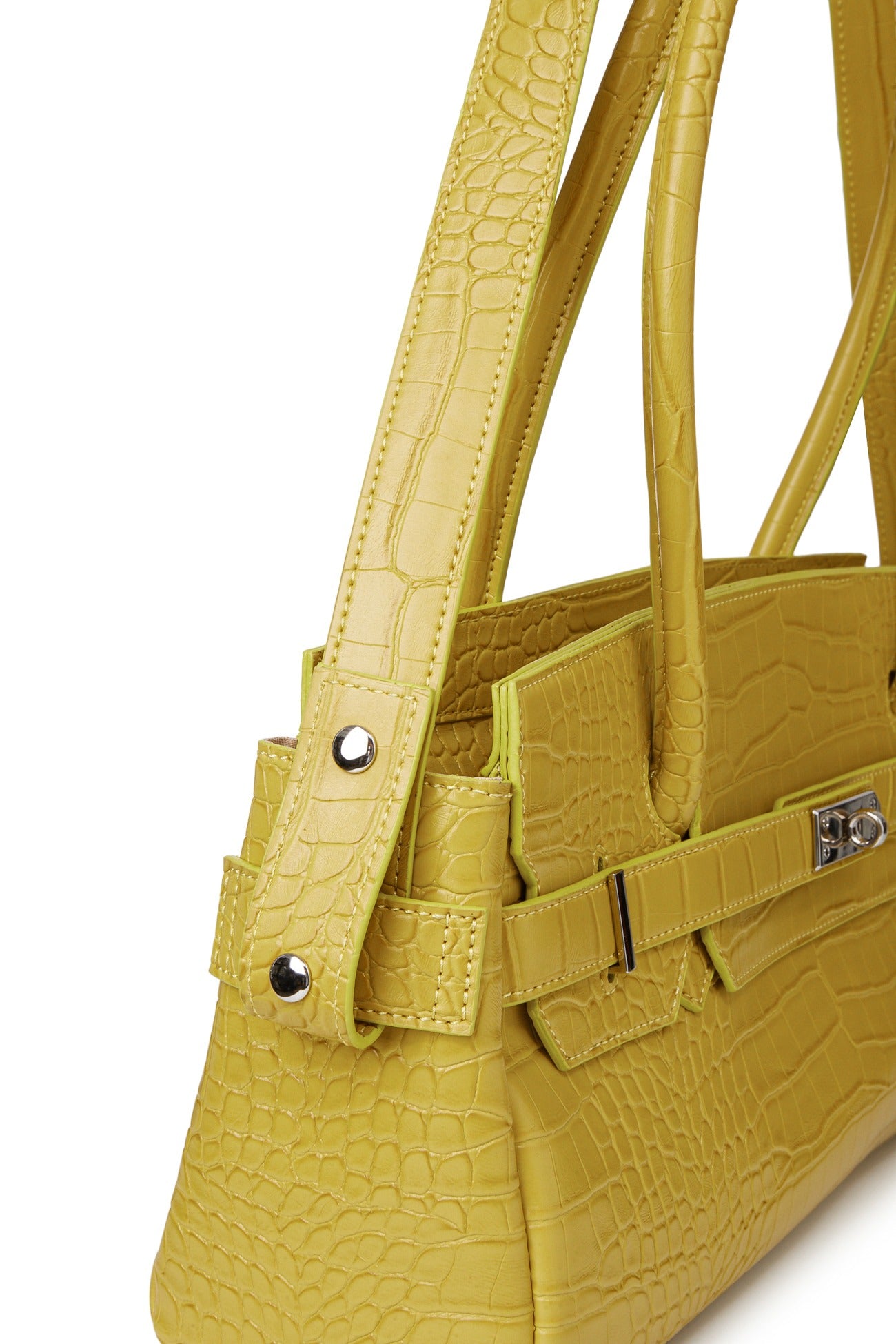 Deinet - CROCODILE PATTERN TWO-WAY BAG IN MUSTARD