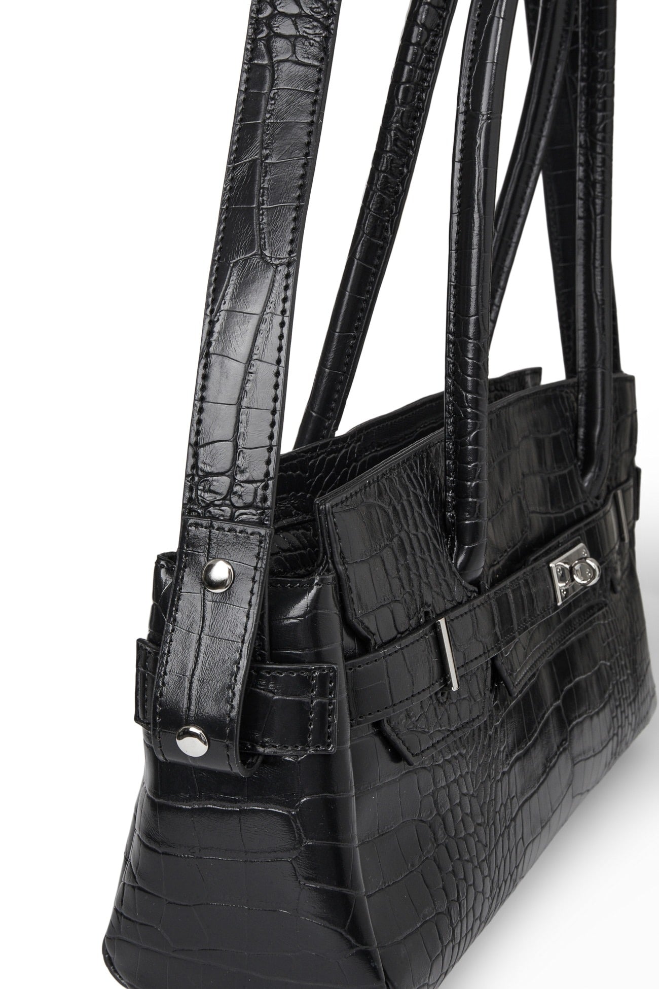 Deinet - CROCODILE PATTERN TWO-WAY BAG IN BLACK