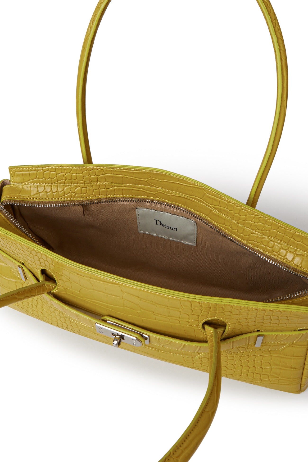 Deinet - CROCODILE PATTERN TWO-WAY BAG IN MUSTARD