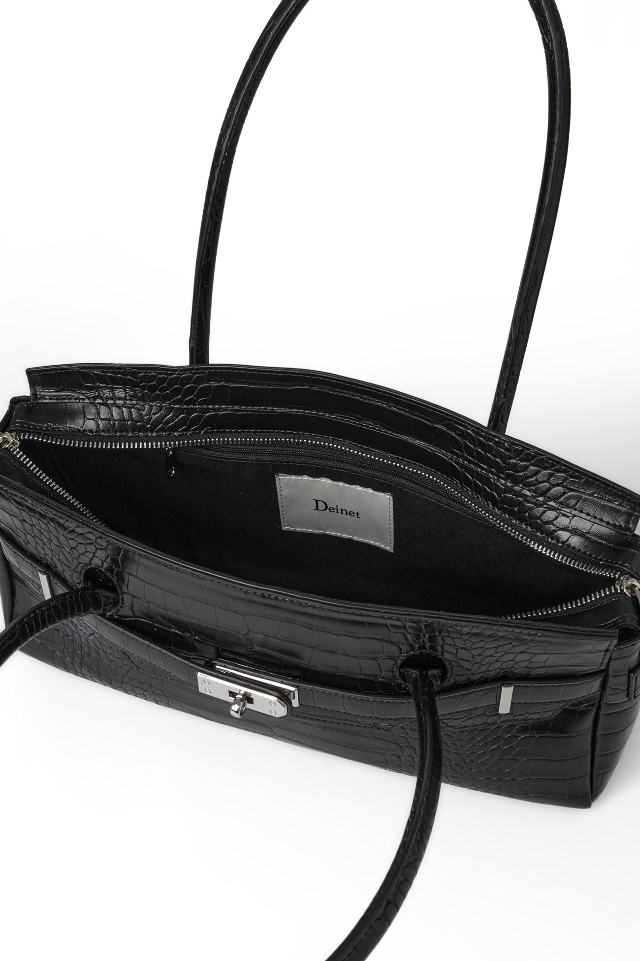 Deinet - CROCODILE PATTERN TWO-WAY BAG IN BLACK