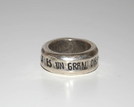 西班牙品牌OA－“ hoy es un gran dia”鍍銀復古戒指