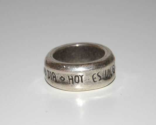 西班牙品牌OA－“ hoy es un gran dia”鍍銀復古戒指